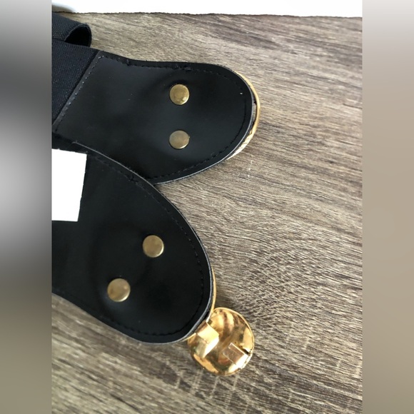 Vtg 1980s Asymmetrical Black Stretchy Waist Belt - Picture 5 of 14